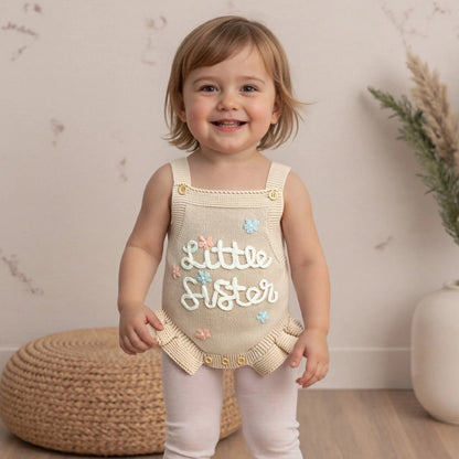 Little Sister Frill Knit Romper Cream