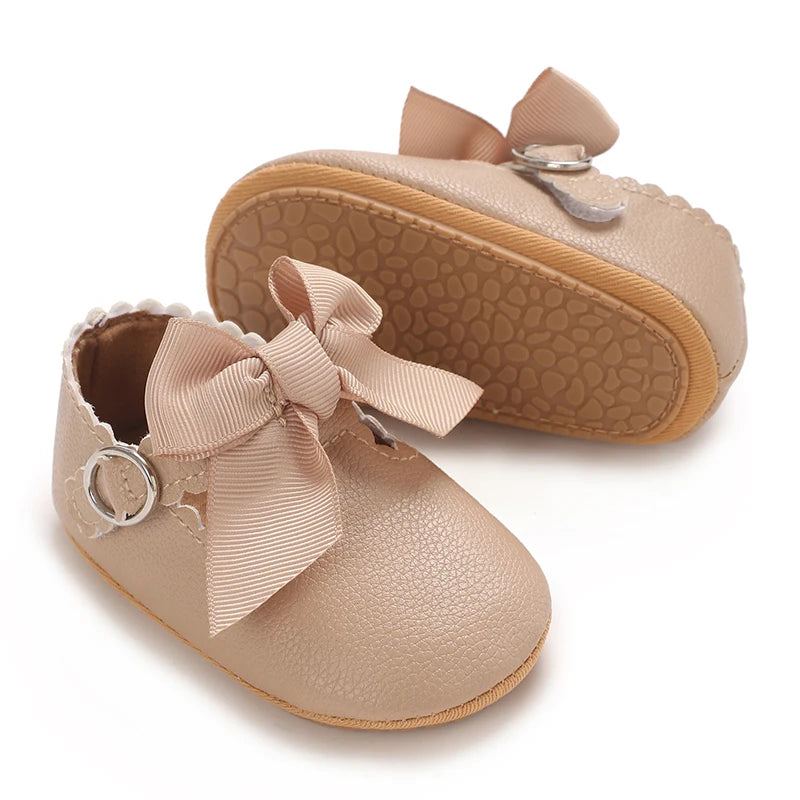 Mary Jane Baby Bow Shoes Tan