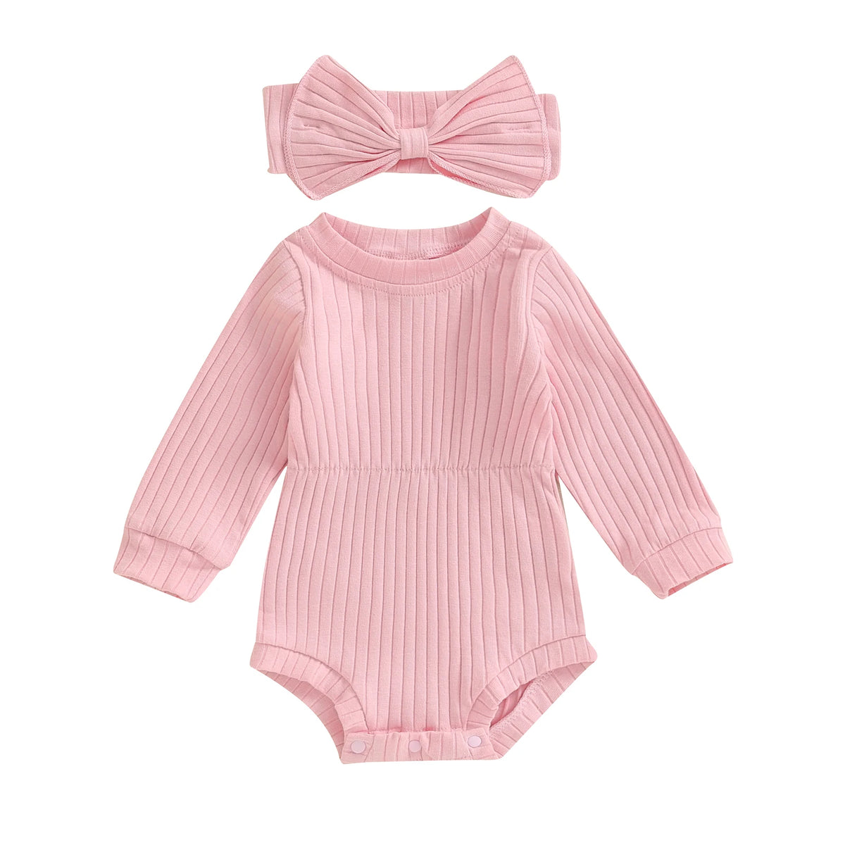 Emma Long Sleeve Baby Girl Romper Pink