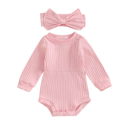 Emma Long Sleeve Baby Girl Romper Pink