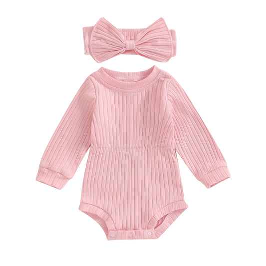 Emma Long Sleeve Baby Girl Romper Pink