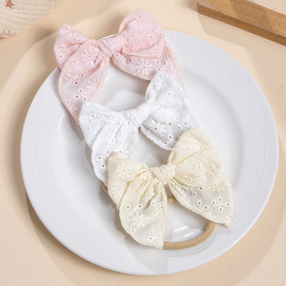3Pcs/Set Baby Headbands Embroided Bow