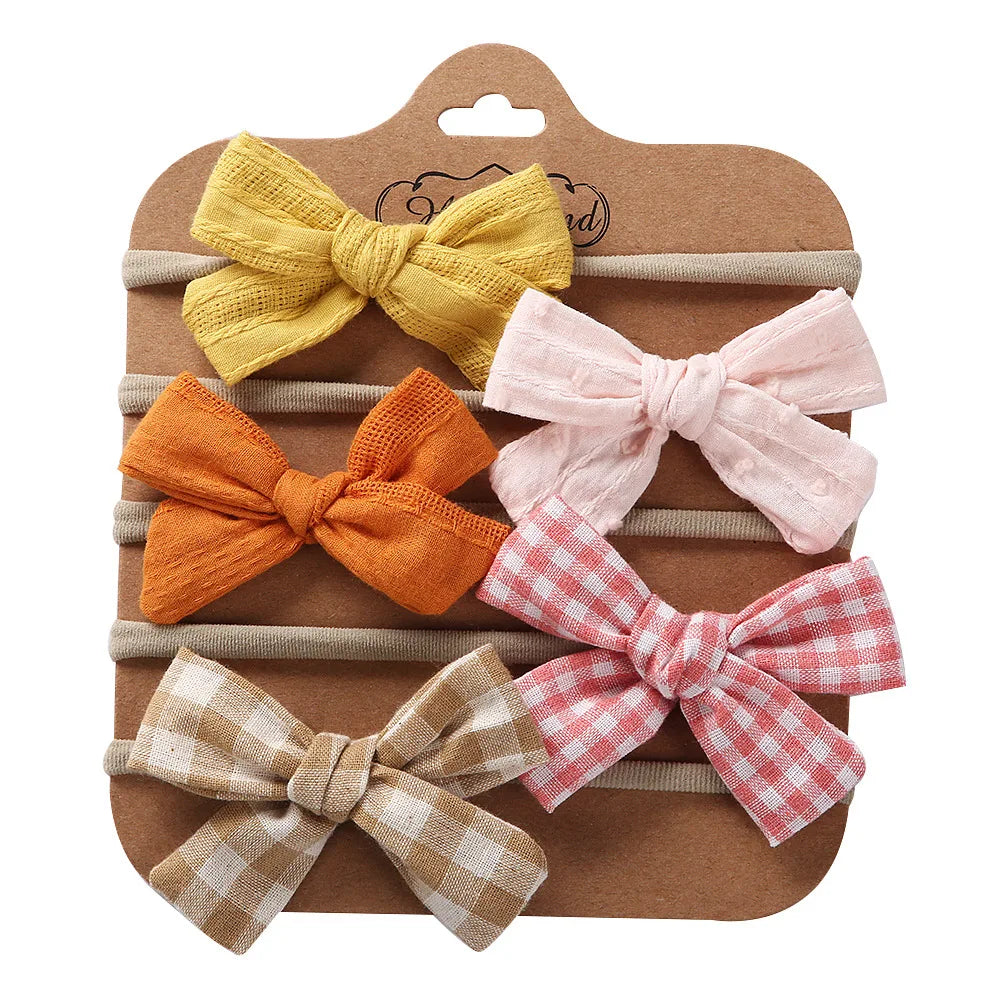 5Pcs/Set Baby Headbands Cotton Bows