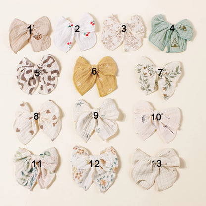 Muslin Bow Baby Girl Clip