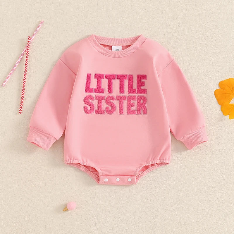 Little Sister Pink Long Sleeve Romper