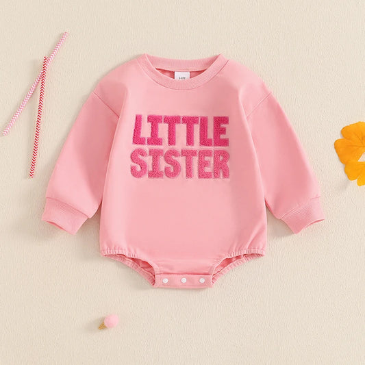 Little Sister Pink Long Sleeve Romper