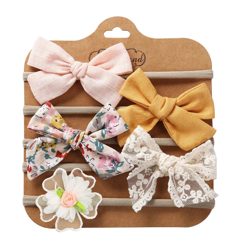 5Pcs/Set Baby Headbands Cotton Bows