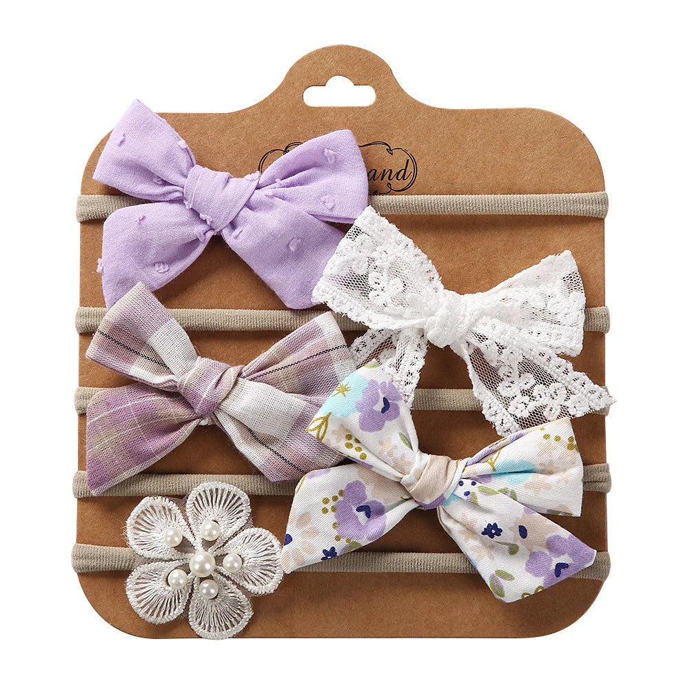 5Pcs/Set Baby Headbands Cotton Bows
