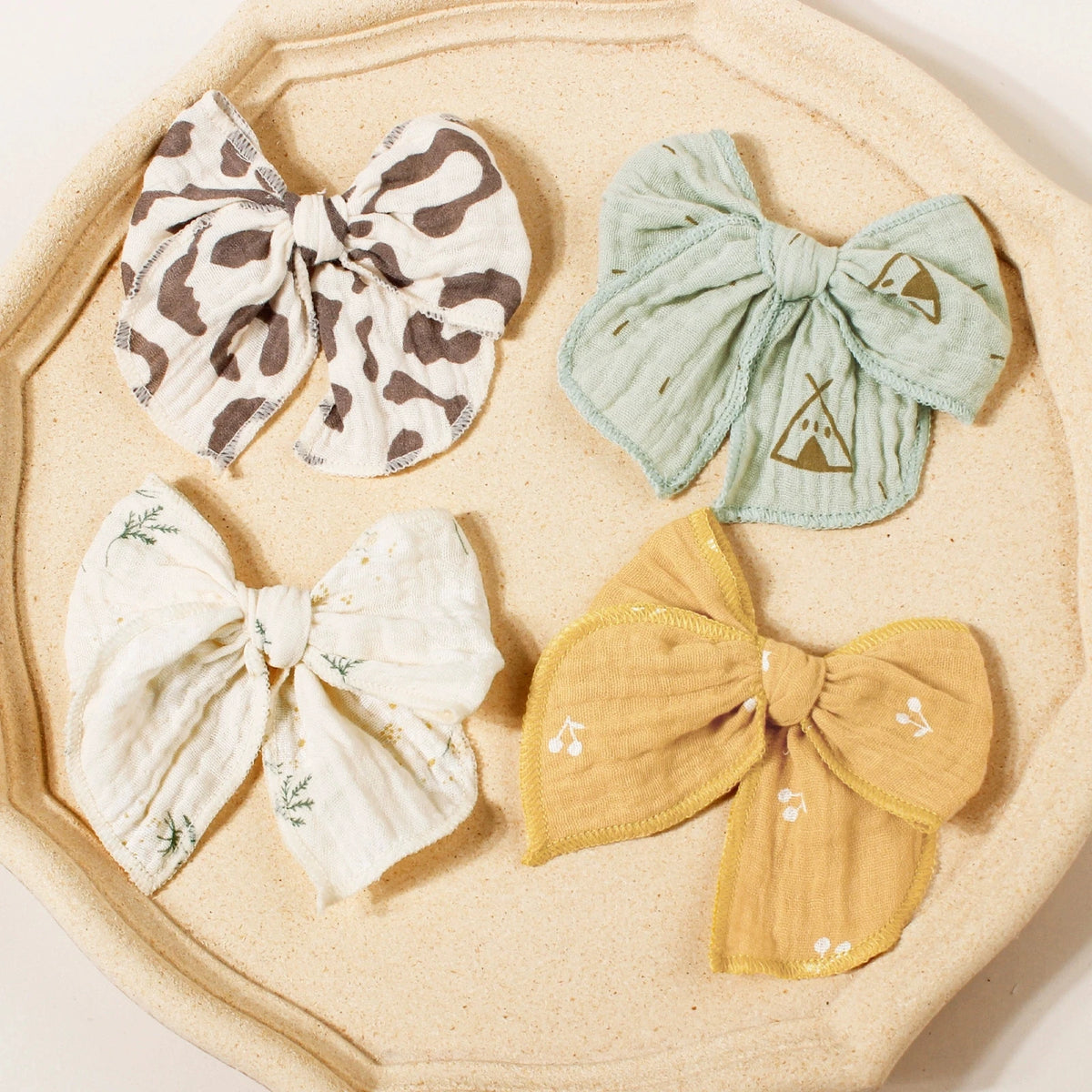 Muslin Bow Baby Girl Clip