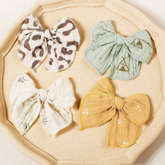 Muslin Bow Baby Girl Clip
