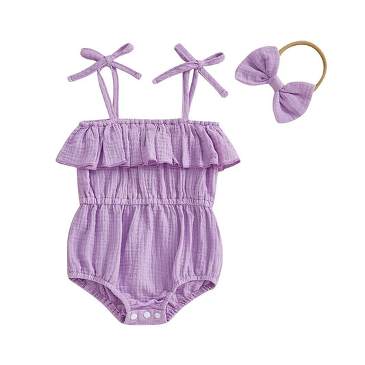 Mimi Ruffle Romper Set Purple