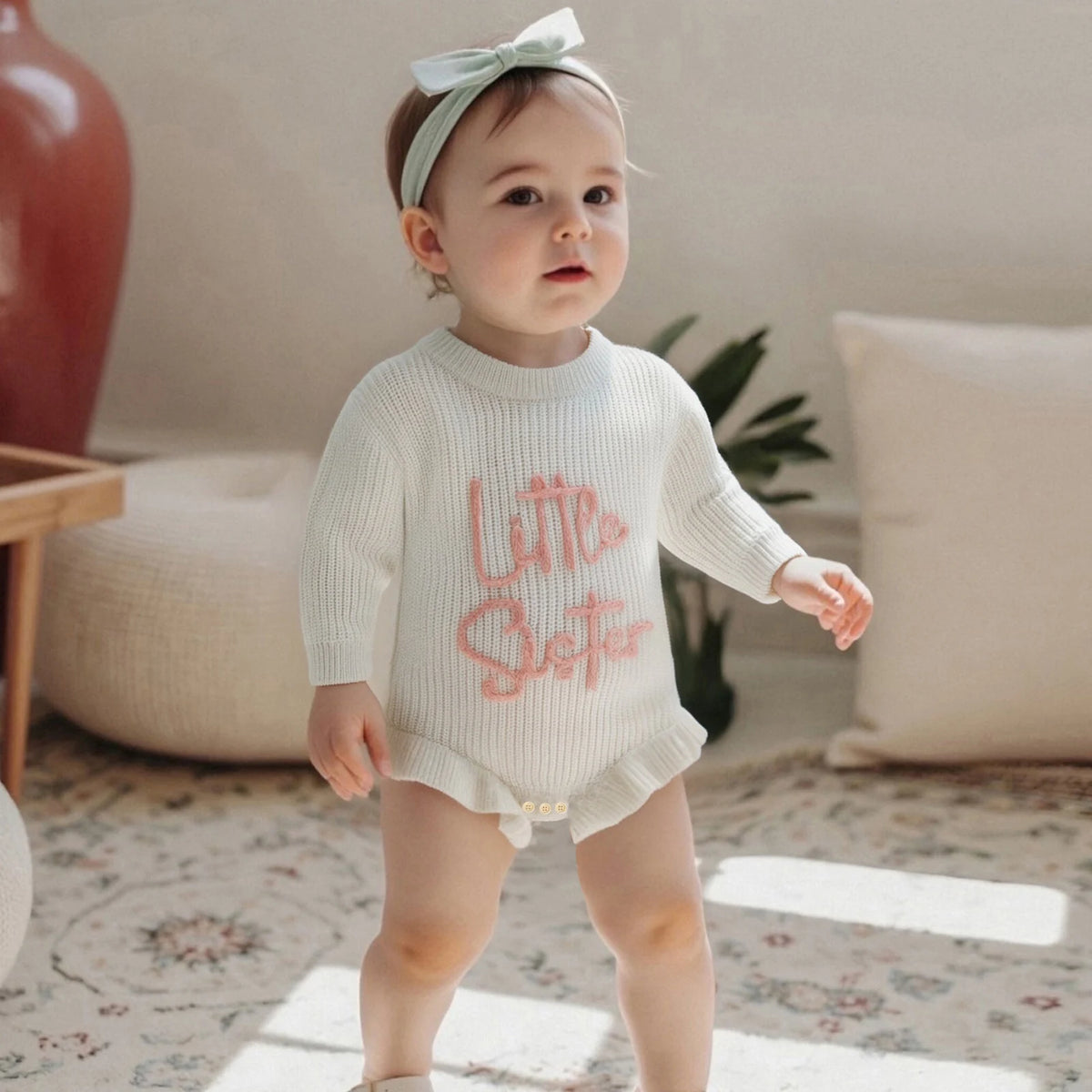 Little Sister Knit Frill Romper