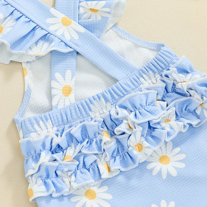 Daisy Flutter Romper Set Blue
