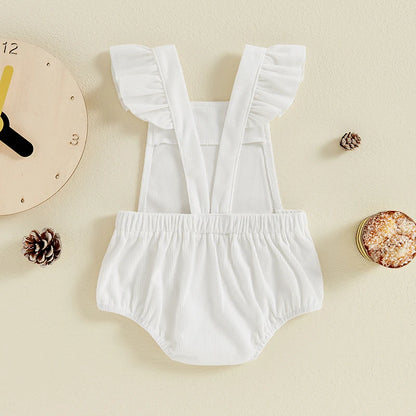 Baby Girl Cord Flutter Romper White