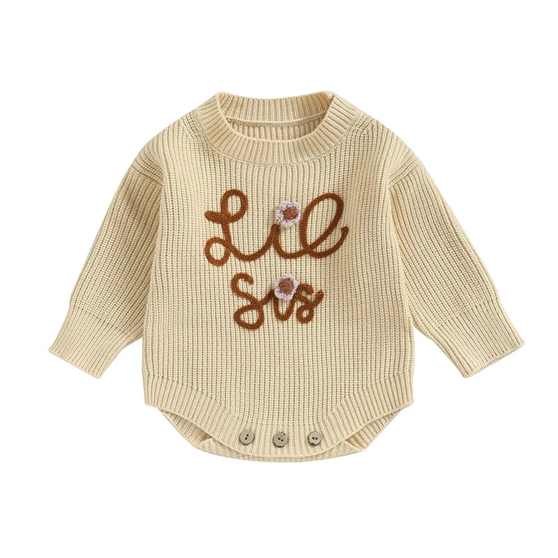 Lilttle Sister Knit Romper Beige
