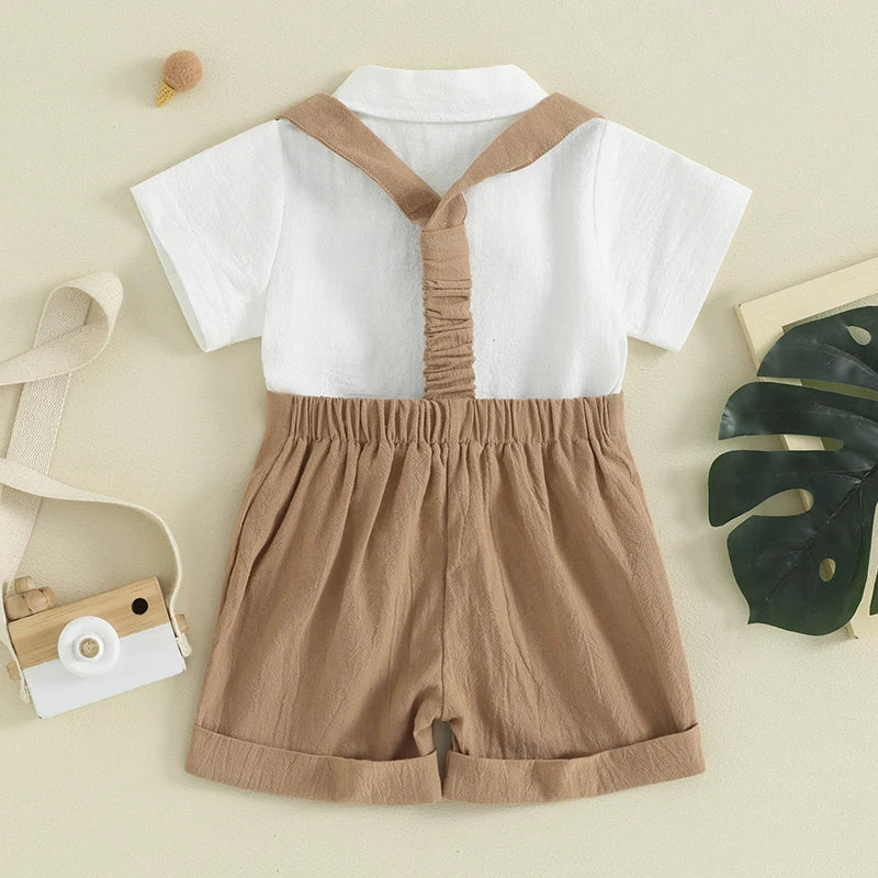 Liam Overall & Shirt Set Beige