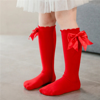 Baby Knee High Bow Socks Ruby Red