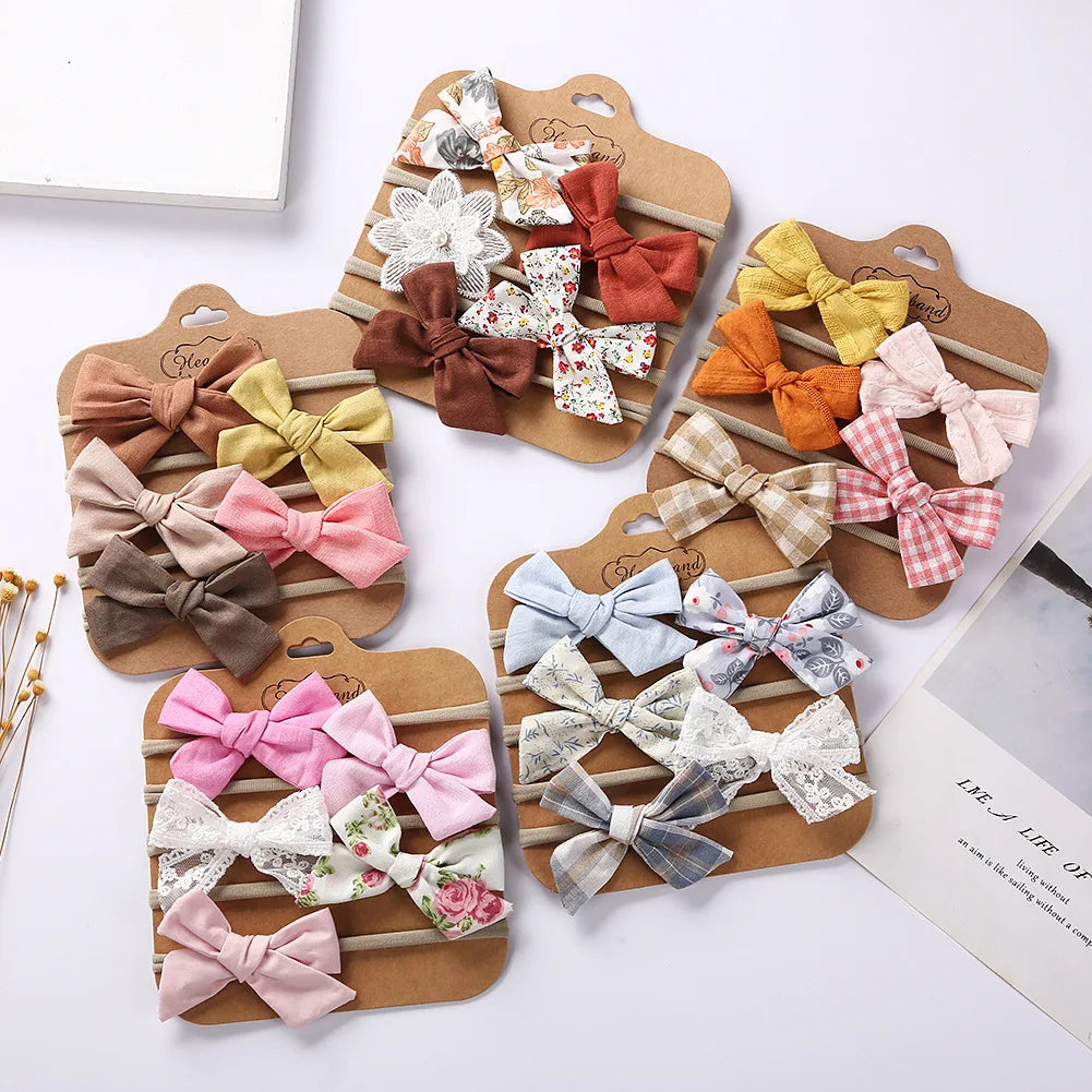5Pcs/Set Baby Headbands Cotton Bows