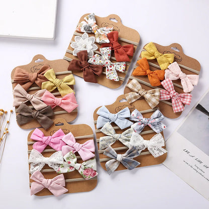 5Pcs/Set Baby Headbands Cotton Bows