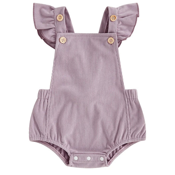 Baby Girl Cord Flutter Romper Purple