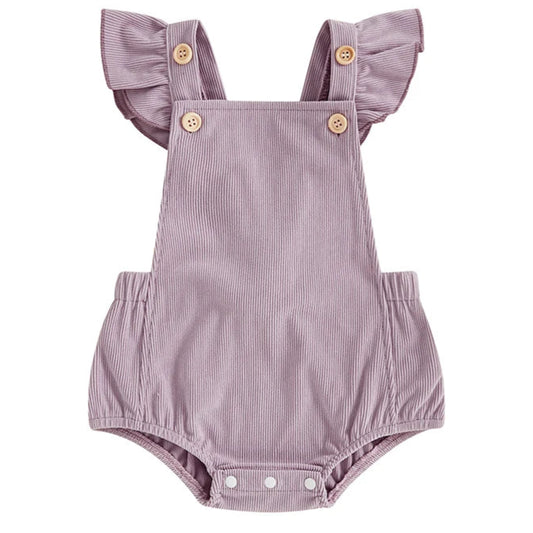Baby Girl Cord Flutter Romper Purple