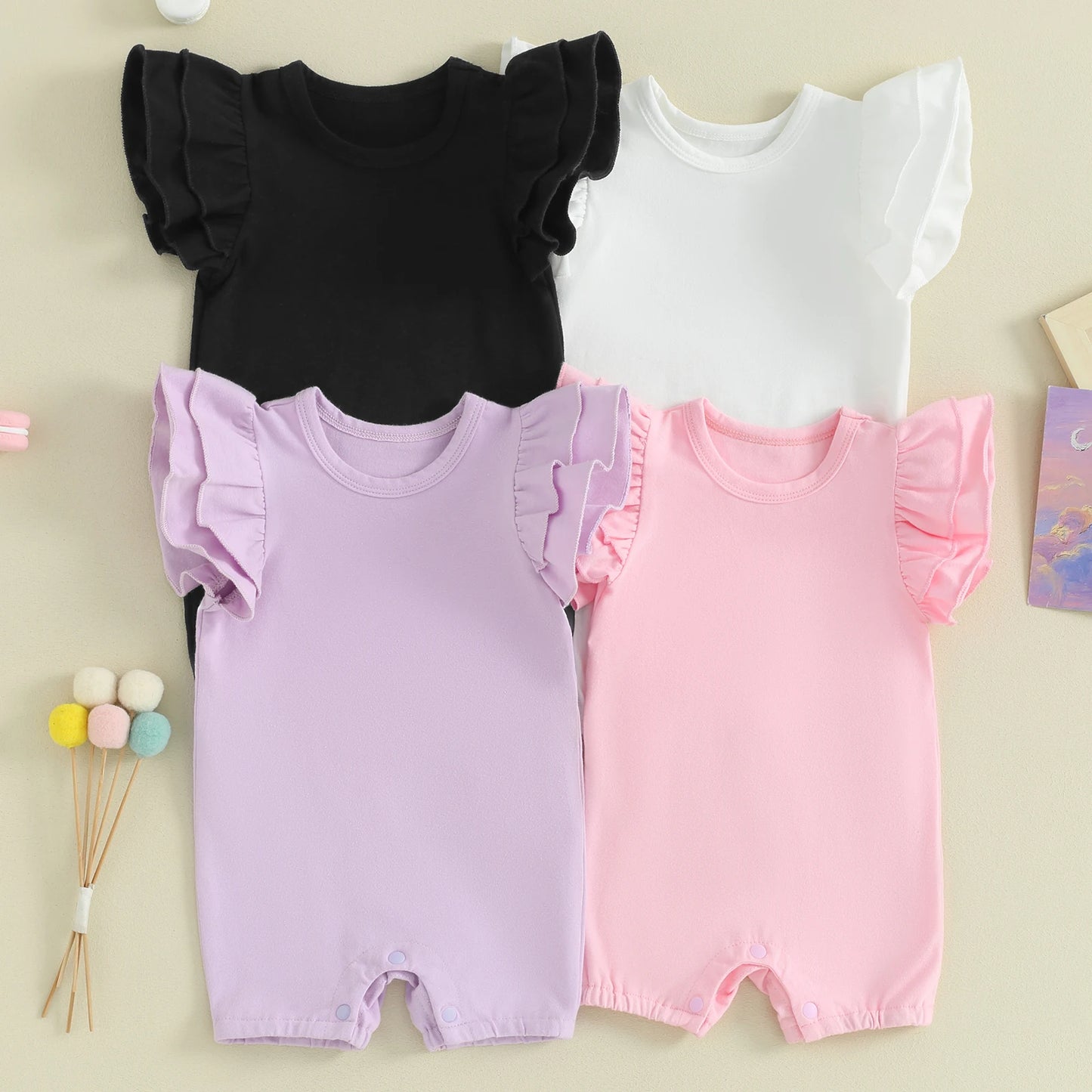Amaya Flutter Shorty Romper Purple