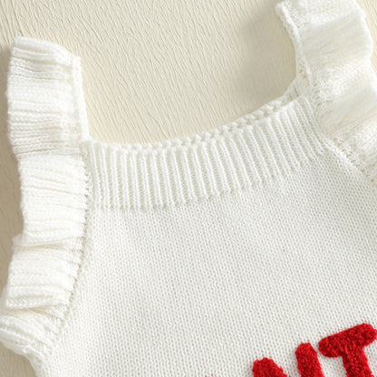 Santa Baby Christmas Knit Romper – Baby Girl Christmas Outfit
