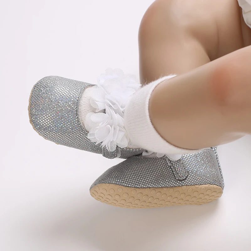 Molly Silver Ruffle Shoes