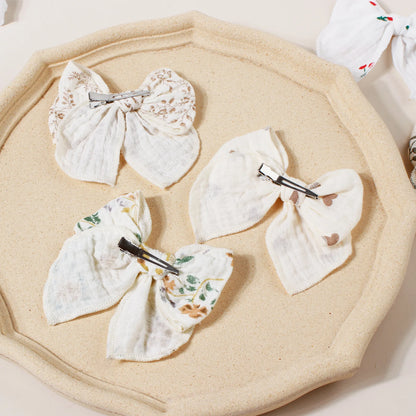 Muslin Bow Baby Girl Clip