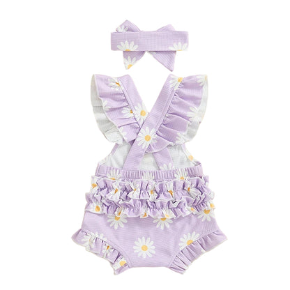 Daisy Flutter Romper Set Purple