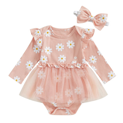 Daisy Flutter Tutu Romper Peach