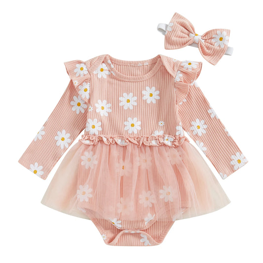 Daisy Flutter Tutu Romper Peach