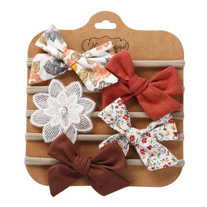 5Pcs/Set Baby Headbands Cotton Bows