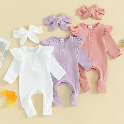 Ebonie Ribbed Baby Girl Jumpsuit