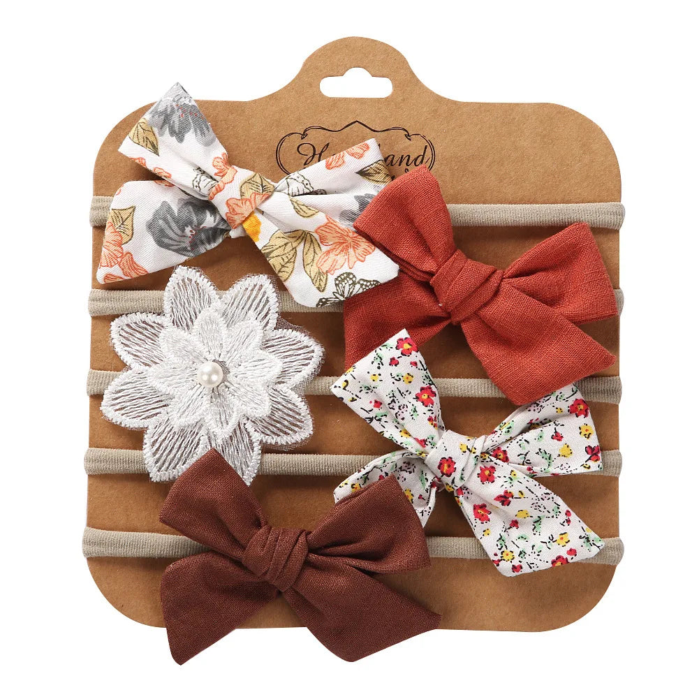 5Pcs/Set Baby Headbands Cotton Bows