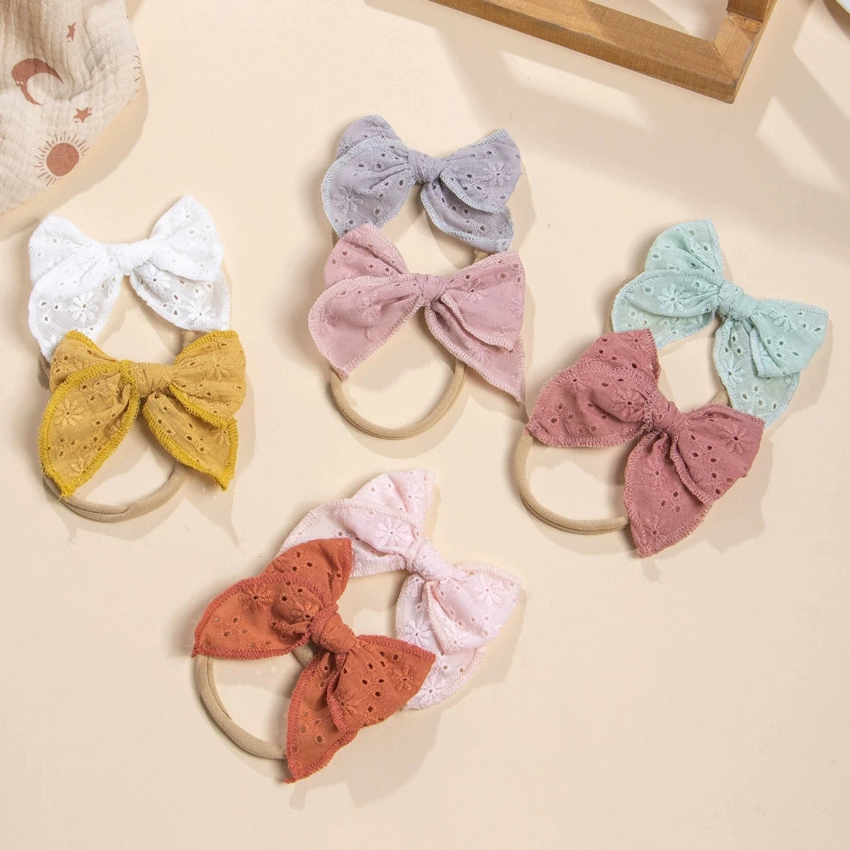 3Pcs/Set Baby Headbands Embroided Bow
