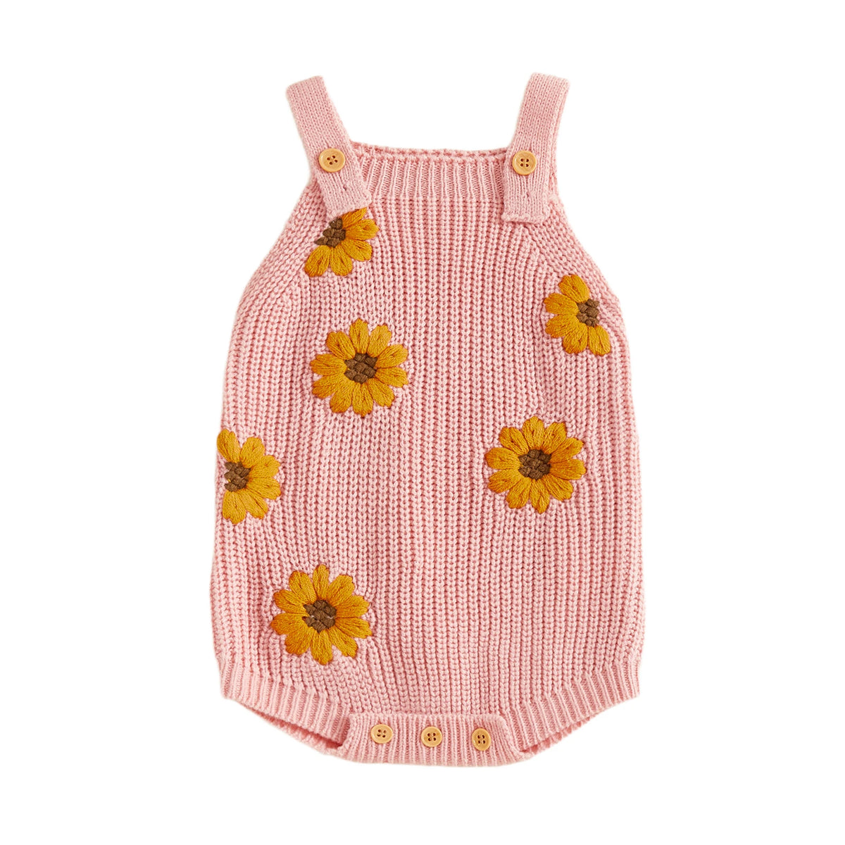 Baby Girl Sunflower Knit Romper Pink