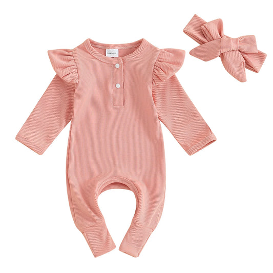 Ebonie Ribbed Baby Girl Jumpsuit