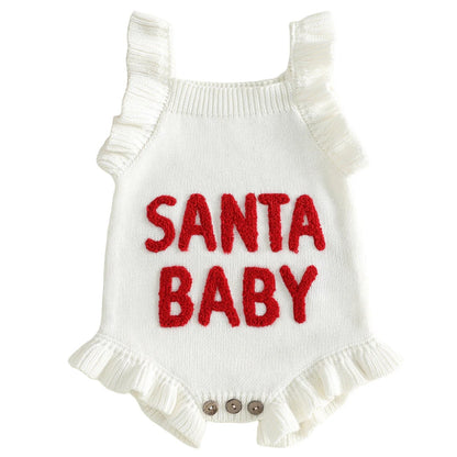 Santa Baby Christmas Knit Romper – Baby Girl Christmas Outfit