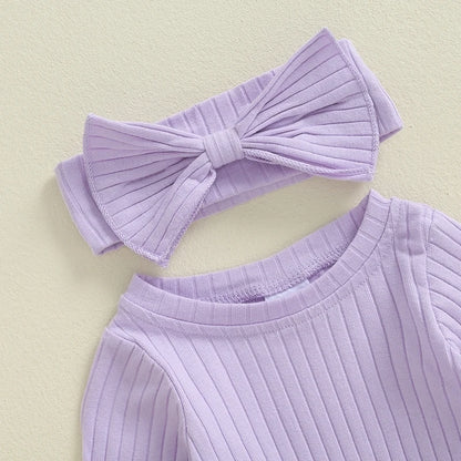 Emma Long Sleeve Baby Girl Romper Purple