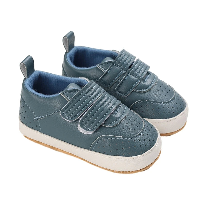 Blue baby boy shoes – adjustable double strap design with flexible sole by Pipp & Lola