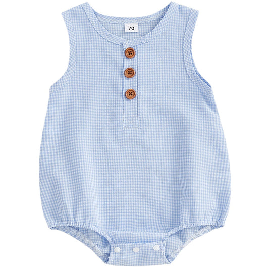 Blue waffle bubble baby boy romper