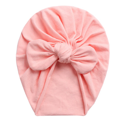 coral pink baby turban with bunny ears for girls