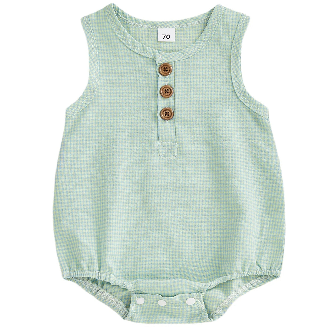 Green waffle bubble romper for baby boys