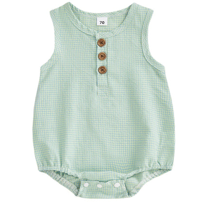 Green waffle bubble romper for baby boys