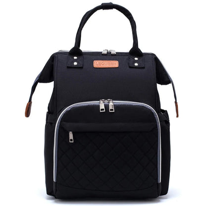 LeQueen black nappy bag front and side pockets