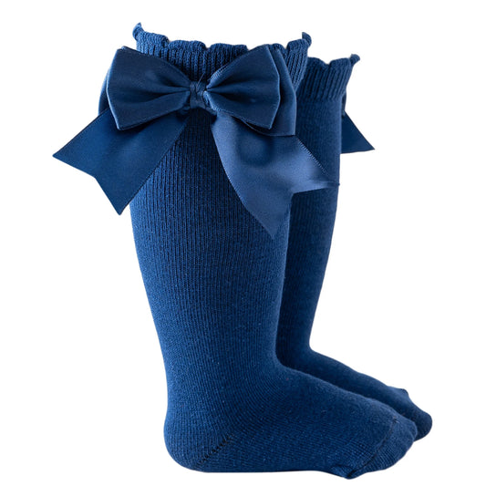 Cotton navy bow socks for baby girls Australia
