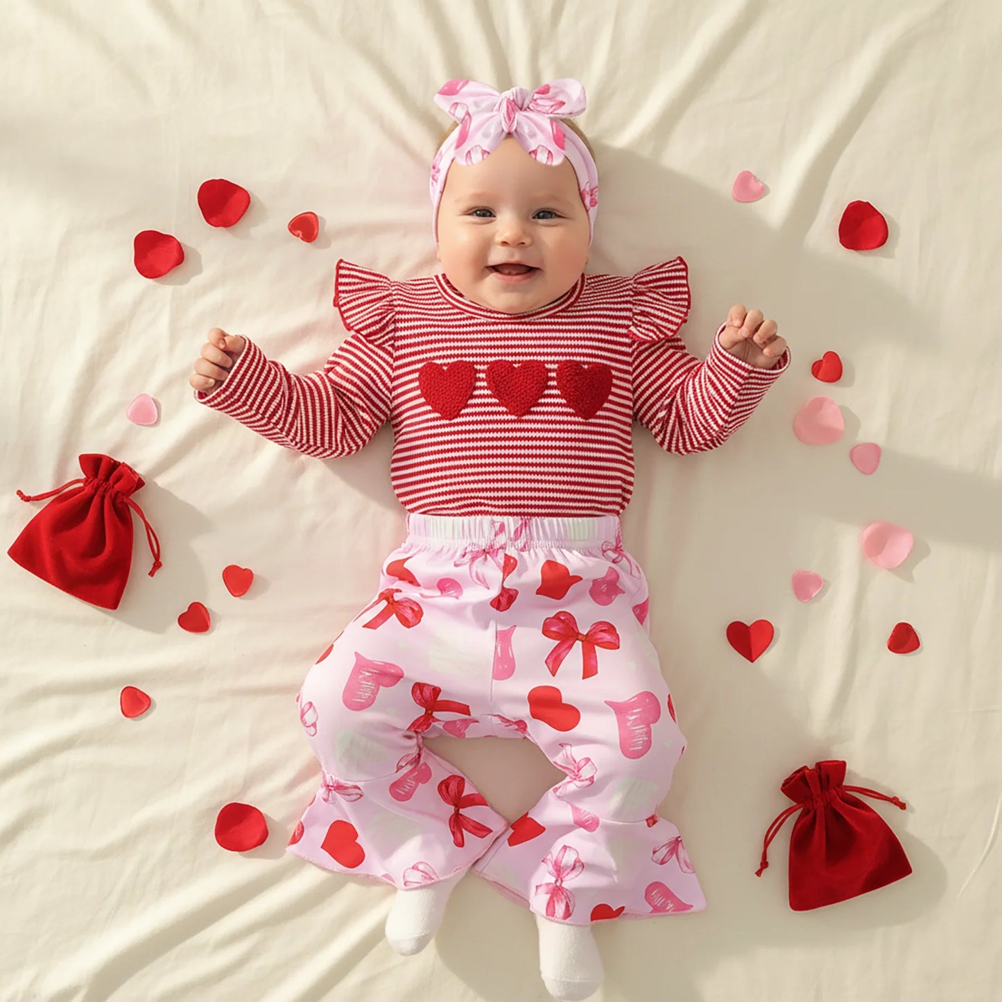 Pipp & Lola love heart baby girl flare outfit for Valentine’s Day