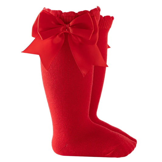 Cotton red bow socks for baby girls Australia