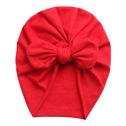 classic red baby girl cotton turban with bow ears